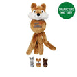 A plush tan kong wubba friends fox toy with white chest and embroidered kong nubba for the cutest interactive squeak shake toys