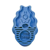 Blue plastic kong zoomgroom dog shaped shampooing brush for grooming and massaging pets