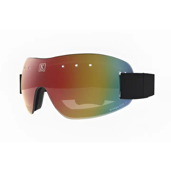 Kroops 13-five racing goggles with rainbow gradient lens black frame and adjustable strap perfect for equestrian use