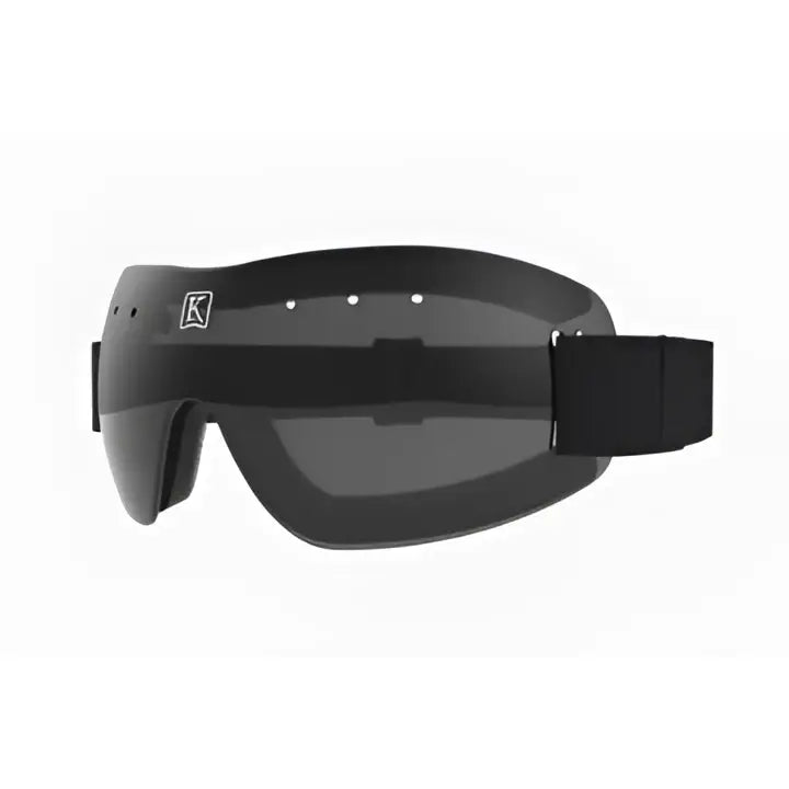 Black kevlar kroops 13-five racing goggles with matte finish and adjustable strap perfect for equestrian use