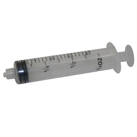 Clear plastic kruuse disposable syringe with black clear graduations and silver plunger for quality disposable syringes