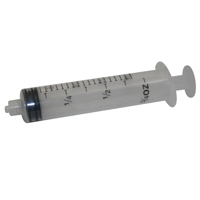 Clear plastic kruuse disposable syringe with black clear graduations and silver plunger for quality disposable syringes