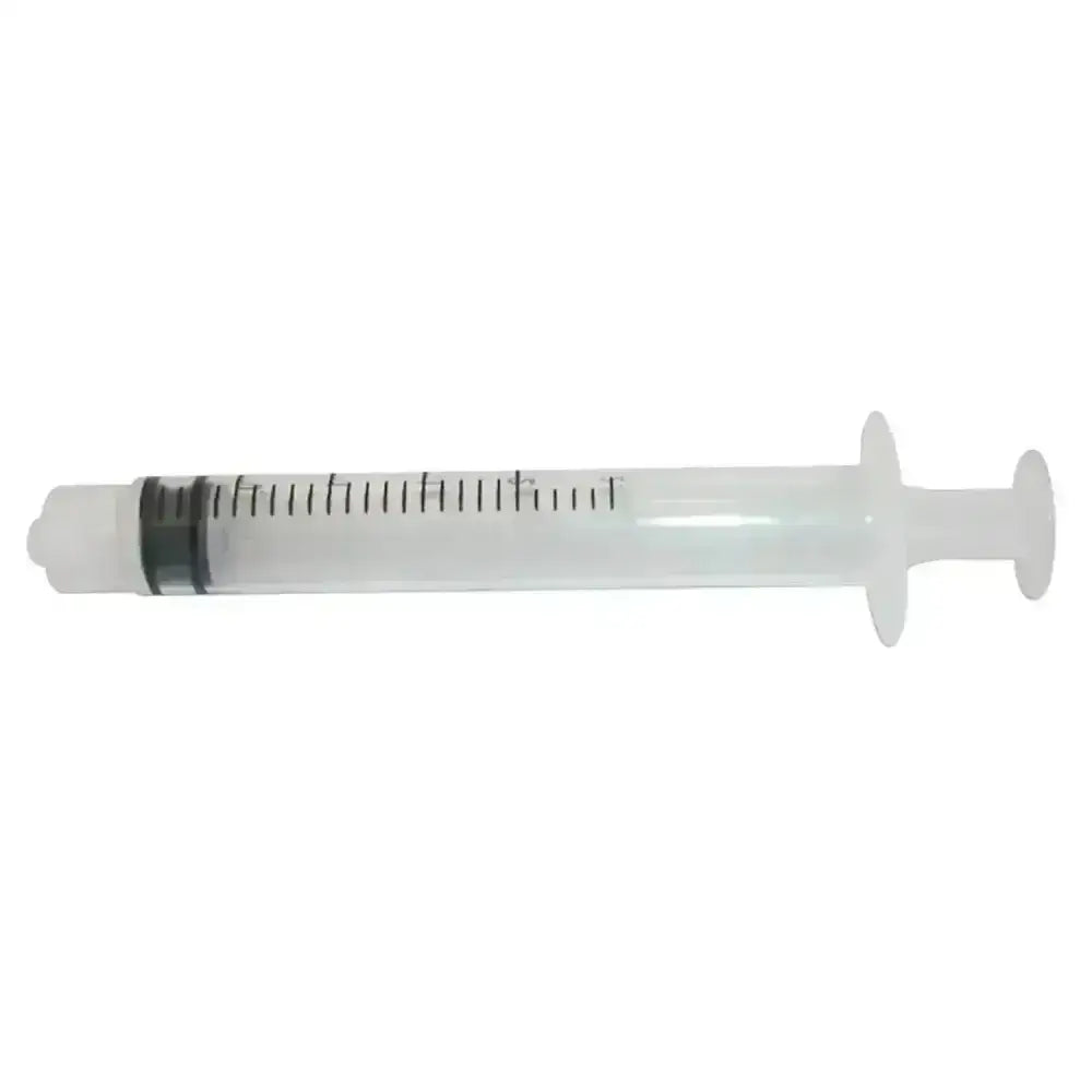 Clear plastic kruuse disposable syringe with black clear graduations and white plunger for quality disposable syringes