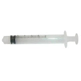 Clear plastic kruuse disposable syringe with black clear graduations and white plunger for quality disposable syringes