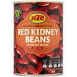 A can of ktc red kidney beans cooked and ready to use in salted water with a vibrant red label showing beans