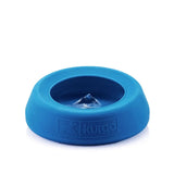 Blue silicone kurgo splash free bowl with central spout prevents splashing for slow controlled pet drinking