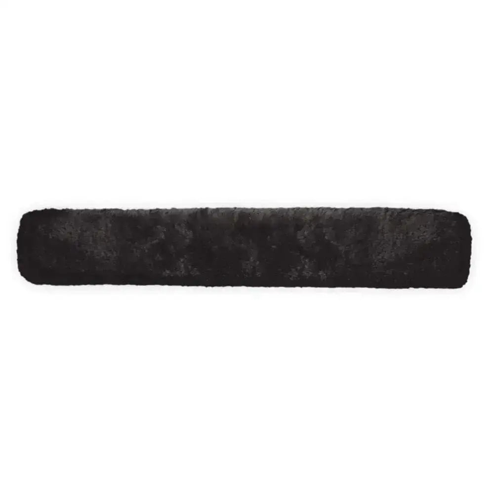 Black plush faux fur lambswool girth sleeve 60x12 with soft textured surface for comfy girth protection