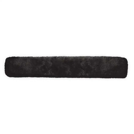 Black plush faux fur lambswool girth sleeve 60x12 with soft textured surface for comfy girth protection