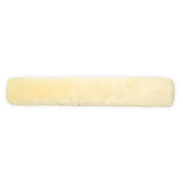 Cream-colored plush lambswool girth sleeve 60x12 natural with soft fluffy texture for comfy horse girth use