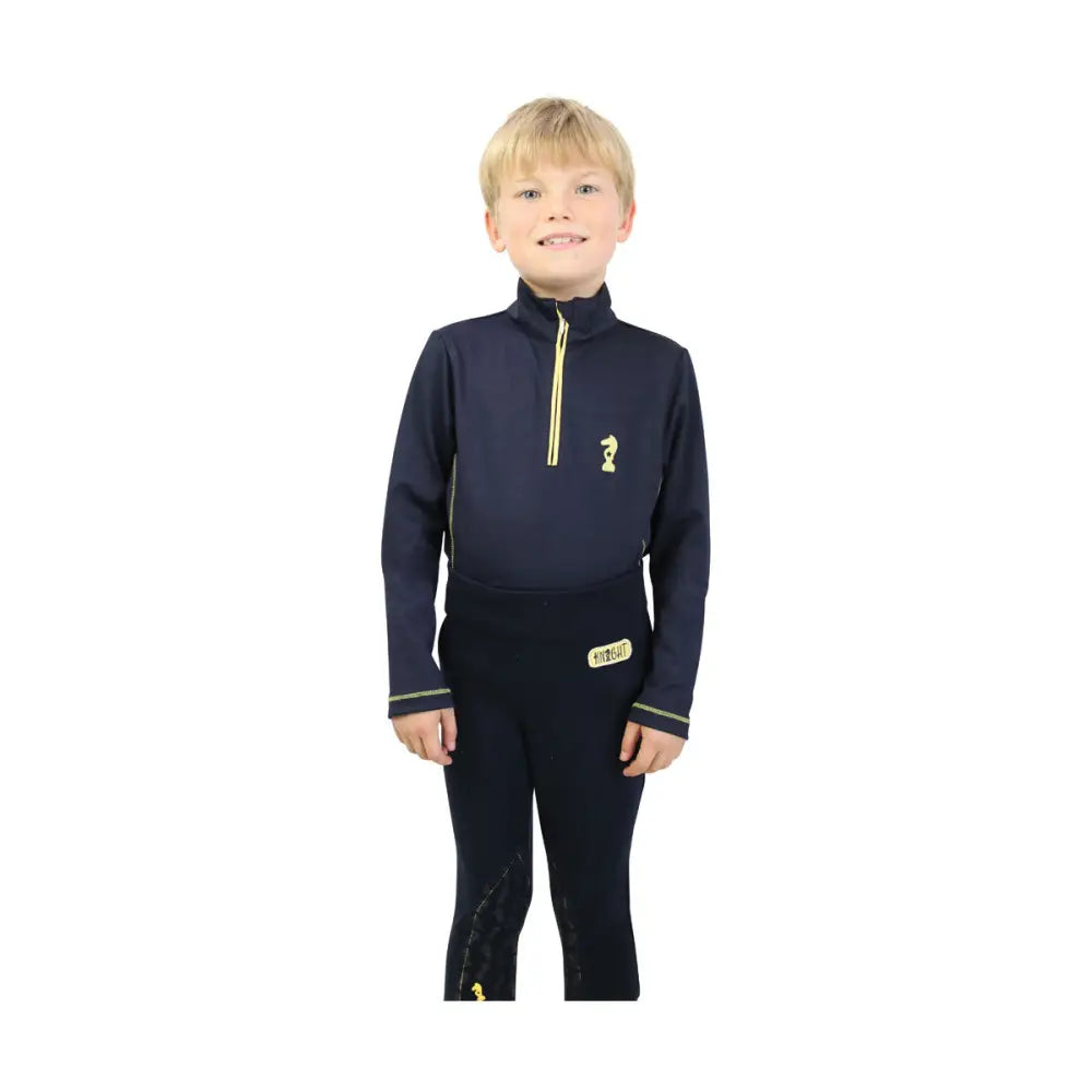 Lancelot Base Layer by Little Knight Navy/Yellow 3-4 Years Base Layers Barnstaple Equestrian Supplies