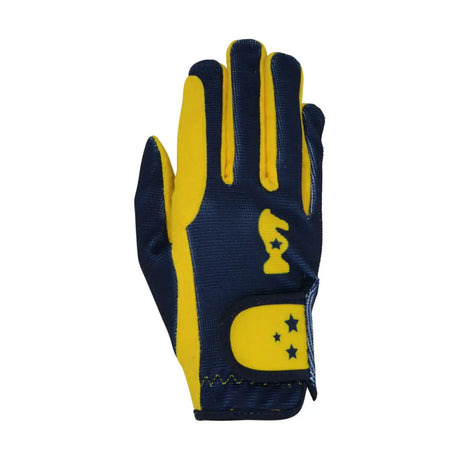 Lancelot Children’s Riding Gloves by Little Knight Yellow/Navy Child X Large Riding Gloves Barnstaple Equestrian Supplies