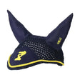 Lancelot Fly Veil by Little Knight Navy/Yellow Pony/Cob Horse Ear Bonnets