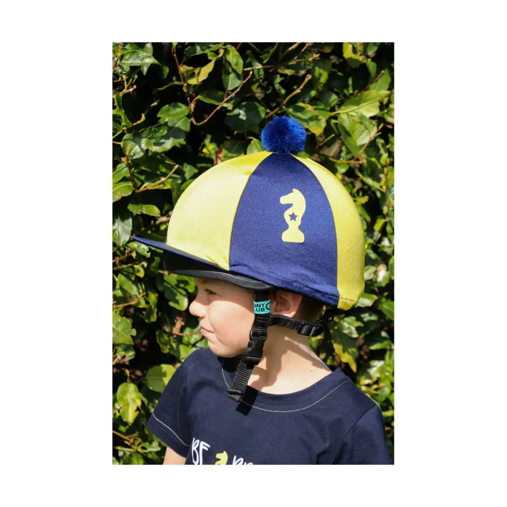 Lancelot Hat Cover by Little Knight Navy/Yellow One Size Hat Silks Barnstaple Equestrian Supplies