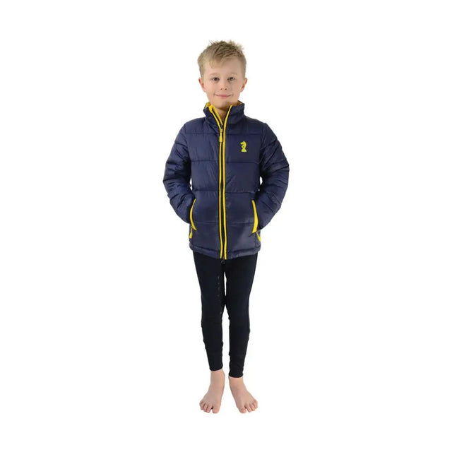 Lancelot Padded Jacket by Little Knight Navy/Yellow 3-4 Years Outdoor Coats & Jackets Barnstaple Equestrian Supplies