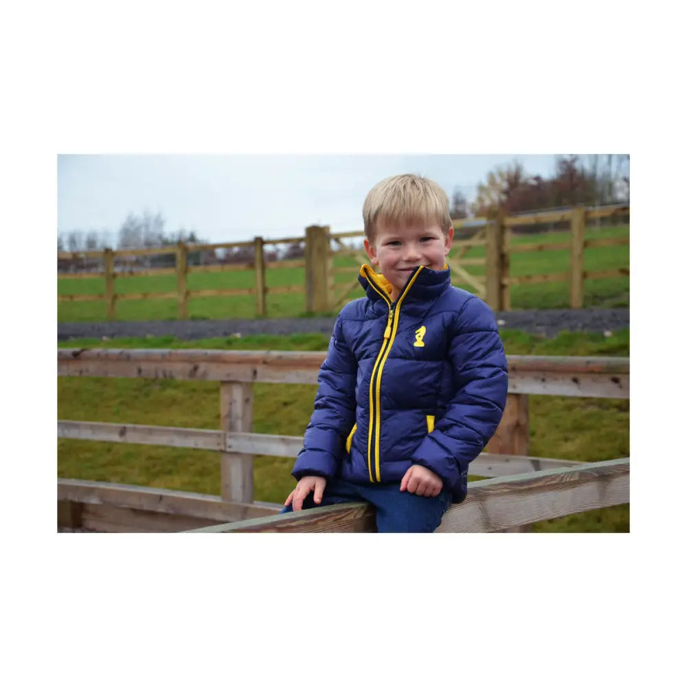 Lancelot Padded Jacket by Little Knight Navy/Yellow 3-4 Years Outdoor Coats & Jackets Barnstaple Equestrian Supplies