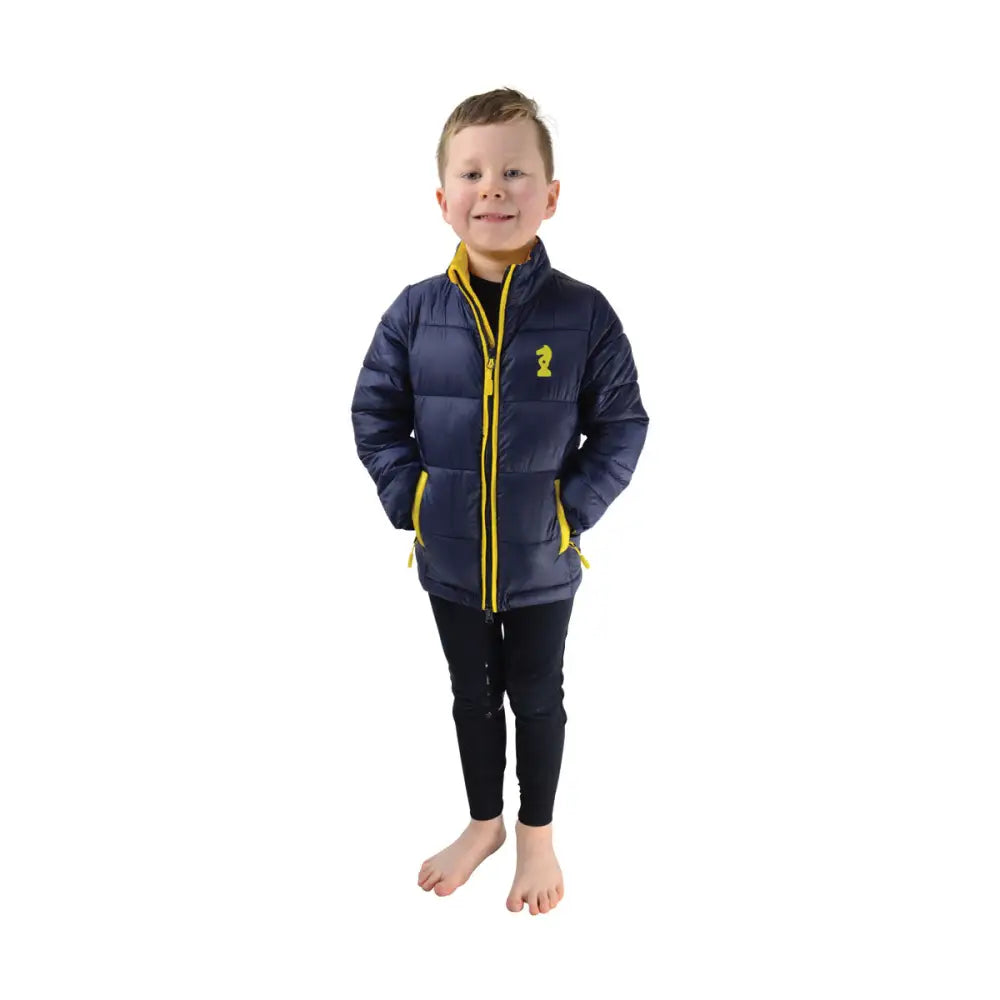 Lancelot Padded Jacket by Little Knight Navy/Yellow 3-4 Years Outdoor Coats & Jackets Barnstaple Equestrian Supplies