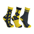 Lancelot Socks by Little Knight (Pack of 3) Navy/Yellow/White Child 8-12 Riding Socks Barnstaple Equestrian Supplies