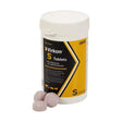 White cylindrical container of lanxess virkon s tablets broad spectrum virucidal disinfectant with yellow and black label