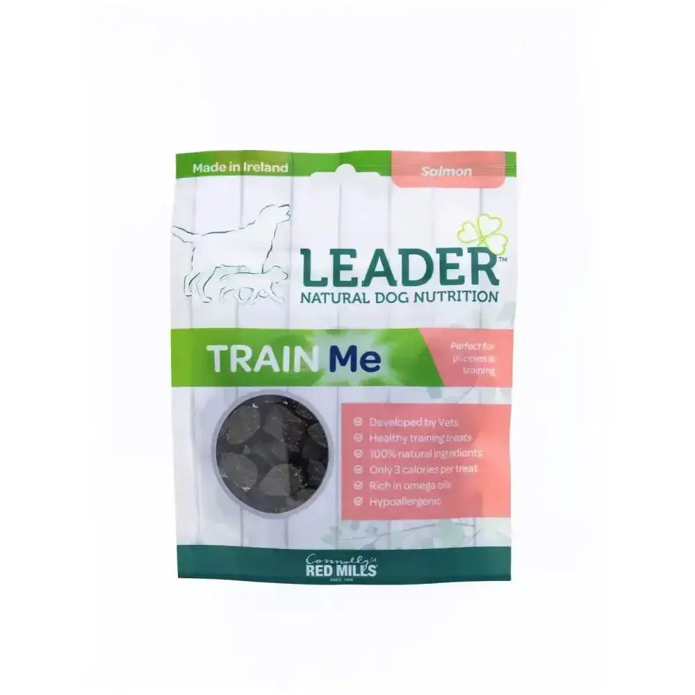 Leader train me salmon flavored natural dog training treats in resealable pouch for brain function and hard work