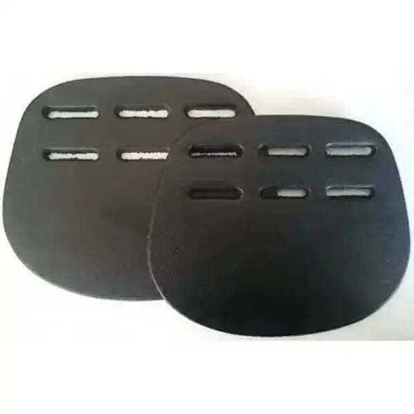 Black silicone leather buckle guards with three slots and matte finish for girth straps or stirrup leathers back side