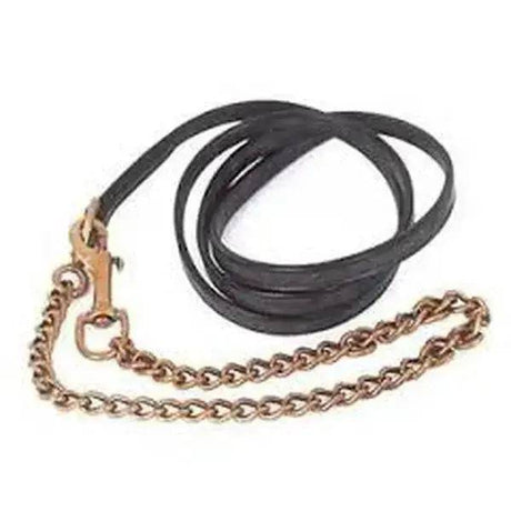 Leather Lead Rein Brass Chain 1/2 inch Heritage English Leather Havana Rhinegold Reins Barnstaple Equestrian Supplies