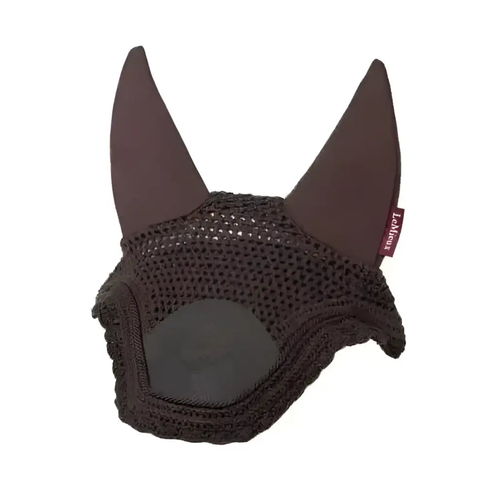 Black mesh lemieux acoustic pro fly hood brown with padded stiffened ears and small red tag on right side