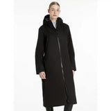 Black hooded elements robe black with sleek minimalist design and central zipper perfect for all elements use