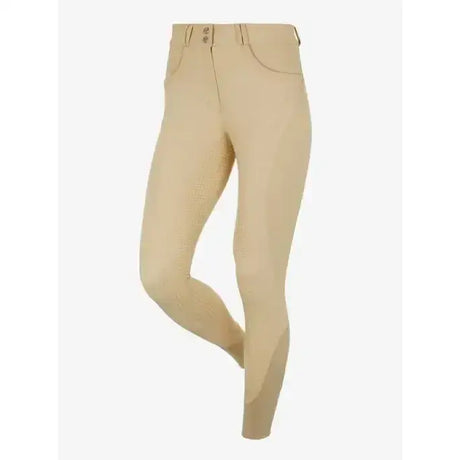 Beige lemieux amara ii breech full seat with plaited embossed pocket tapered lower leg and button waist closure