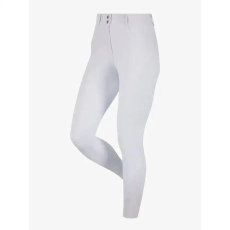 White lemieux amara breech full seat with sleek fit two front buttons and embossed pocket details at the waist