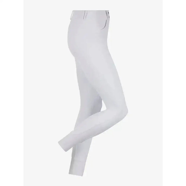 White lemieux amara ii breech knee grip riding pants with sleek fit and subtle stitching details