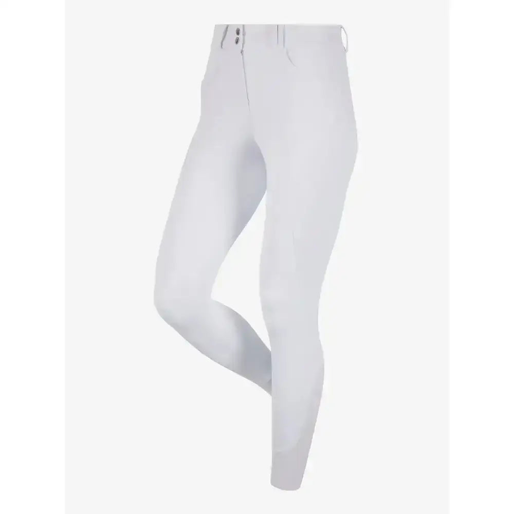 White lemieux amara ii breech knee grip riding pants with sleek fit and subtle stitching details