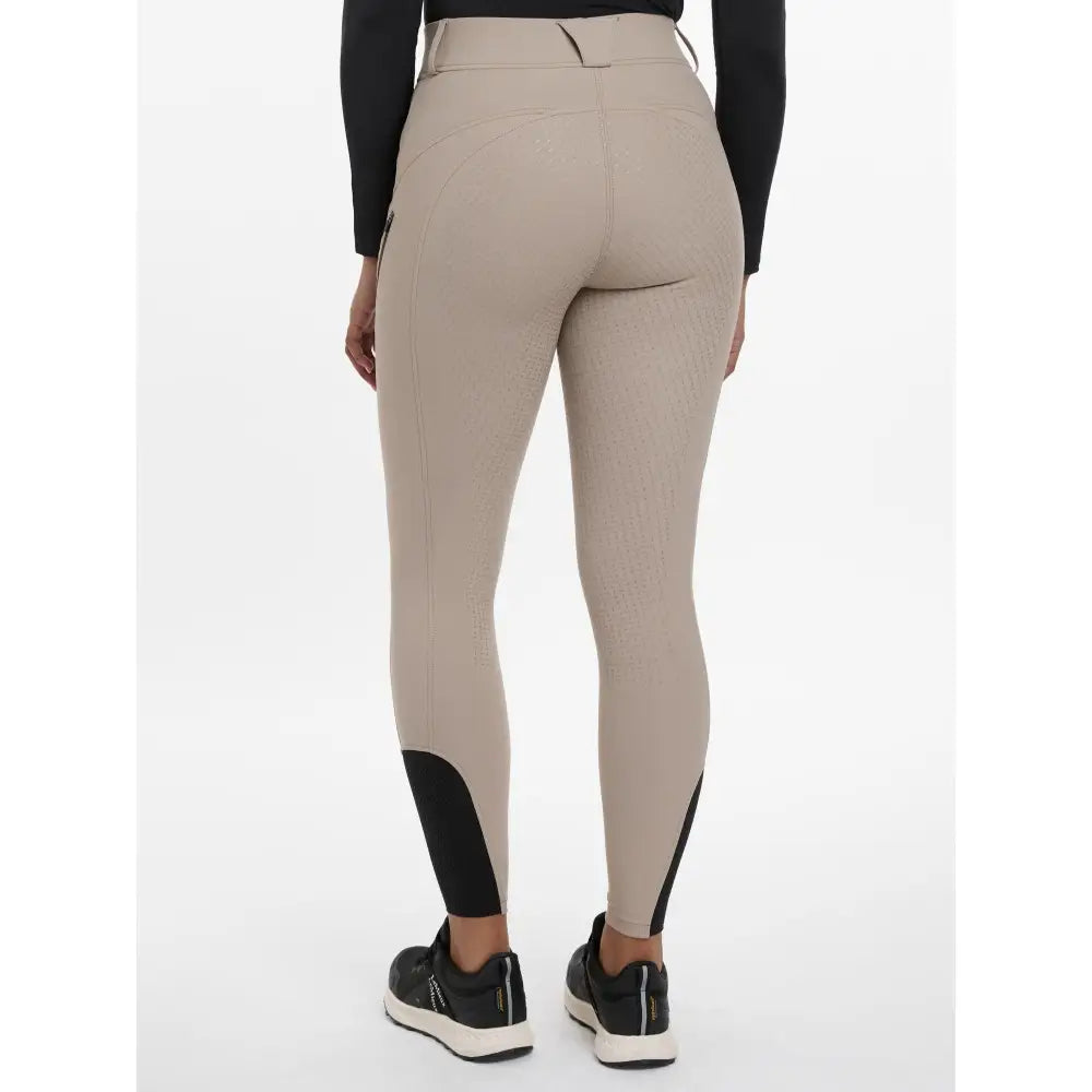 Beige lemieux amy breggings pecan equestrian leggings with black side panels and a high-waisted fit