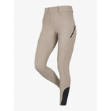 Beige lemieux amy breggings pecan with black lower leg accents and zippered side pocket for riding comfort