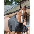 Black lemieux anti rub bib horse blanket with waterproof fabric elasticated edges and reinforced stitching with wither guard