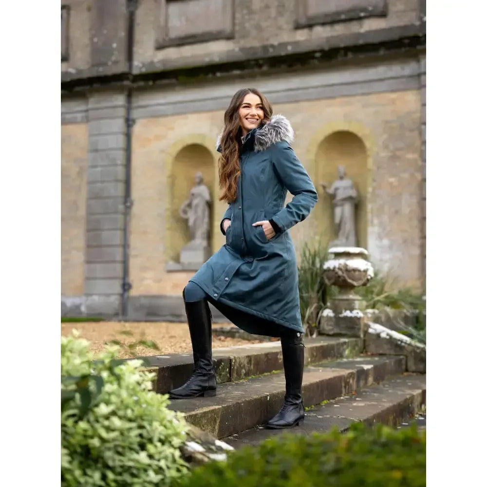 Lemieux Anya Waterproof Riding Coat Petrol UK 6 Petrol Outdoor Coats & Jackets