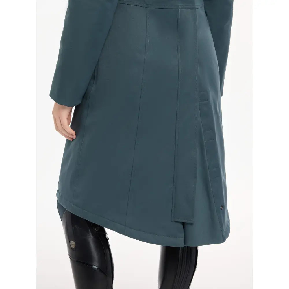 Teal asymmetrical skirt with vertical seams from Lemieux Anya Waterproof Riding