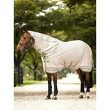 Beige lemieux arika armour-tek super lightweight fly rug with mesh design and reinforced stitching for horse protection