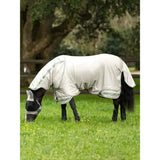 A light beige super lightweight lemieux arika armour-tek fly veil with breathable mesh face mask and adjustable straps
