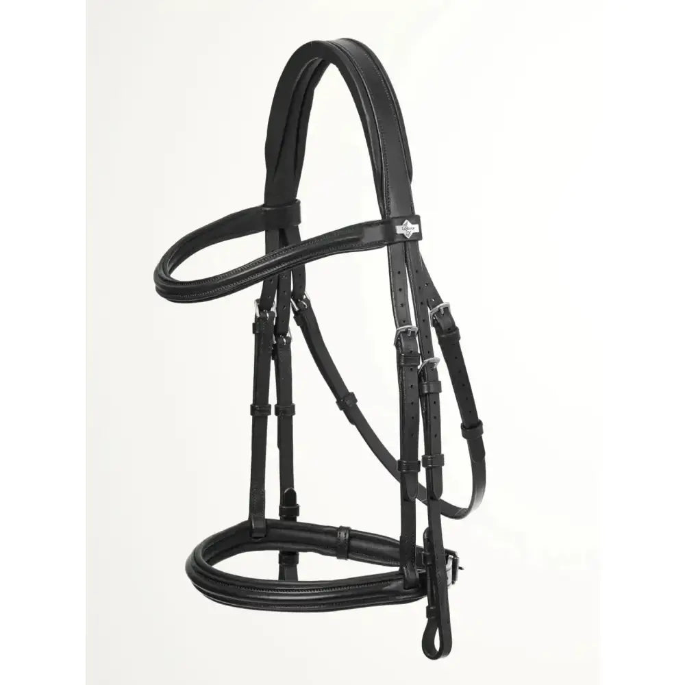 Black silver oiled leather lemieux arika cavesson leather bridle expertly crafted with silver hardware and diamond brand plaque