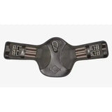 Black leather lemieux arika contoured short stud girth brown with adjustable metal straps and central buckle