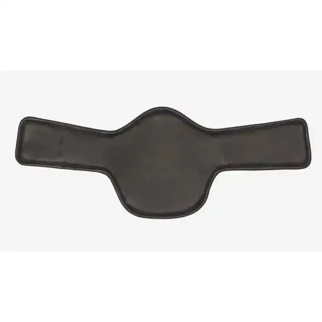 Black leather horse saddle pad with contoured design paired with lemieux arika contoured short stud girth brown