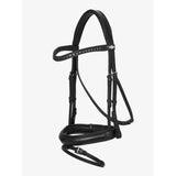 Black leather lemieux arika dressage bridle with silver fittings and padded noseband for comfortable riding