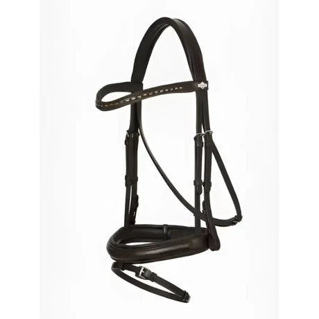Black leather lemieux arika dressage bridle with silver fittings dressage bridle and stitched detailing
