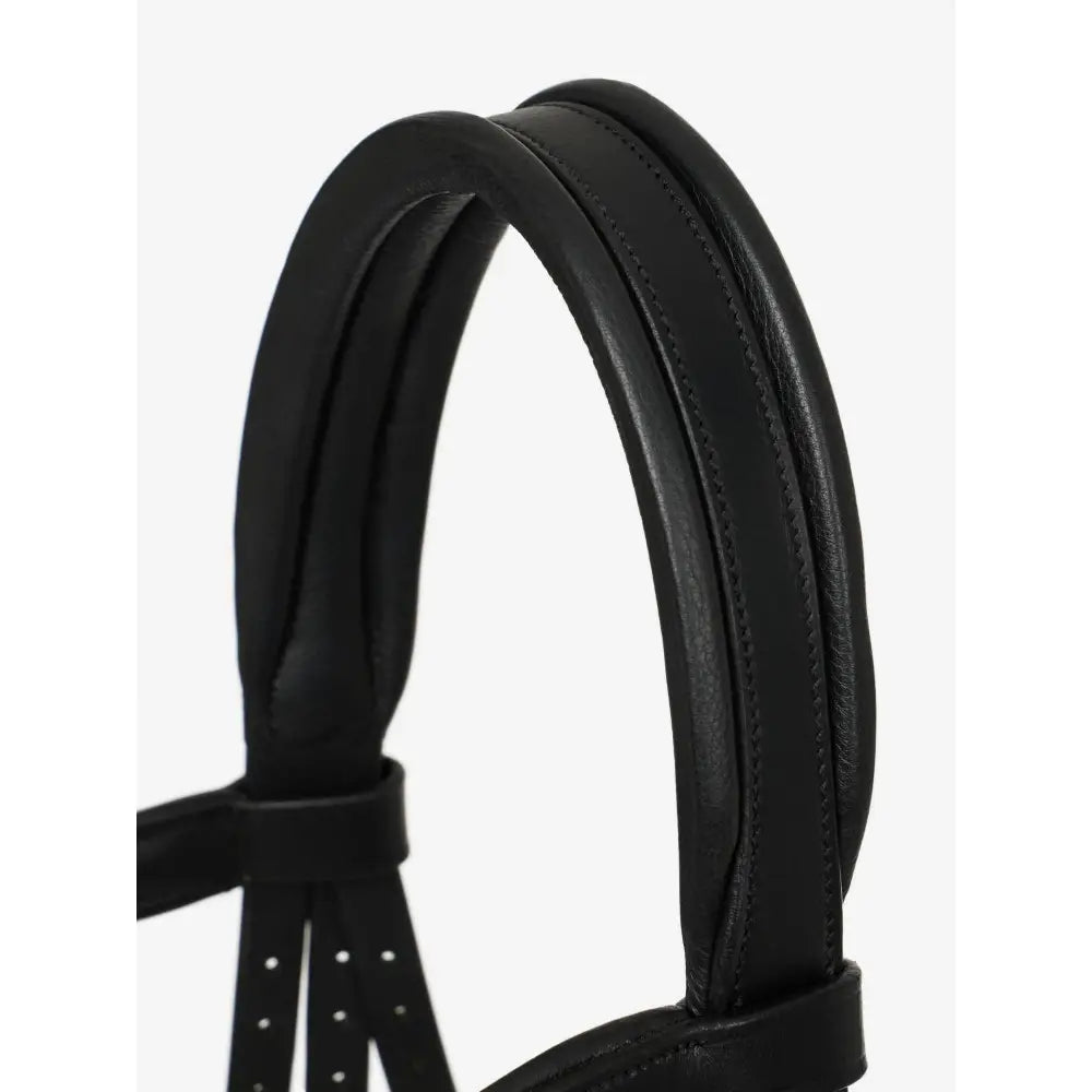 Black leather lemieux arika drop bridle black silver with anatomically shaped browband and padded headpiece