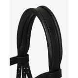 Black leather lemieux arika drop bridle black silver with anatomically shaped browband and padded headpiece