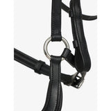 Black leather lemieux arika drop bridle black silver with anatomically shaped browband and silver metal ring detailing