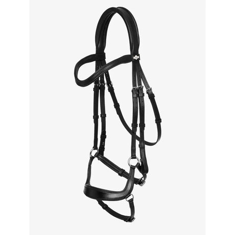 Black leather lemieux bridle black silver arika drop bridle with anatomically shaped browband and silver hardware