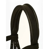 LeMieux arika drop bridle in brown leather with padded headpiece and anatomically shaped browband offers comfort and style