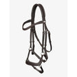 Black leather lemieux arika drop bridle with silver hardware anatomically shaped browband and diamond logo