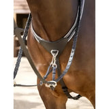 Black leather lemieux arika elasticated breastplate with braided straps silver hardware and soft leather pad